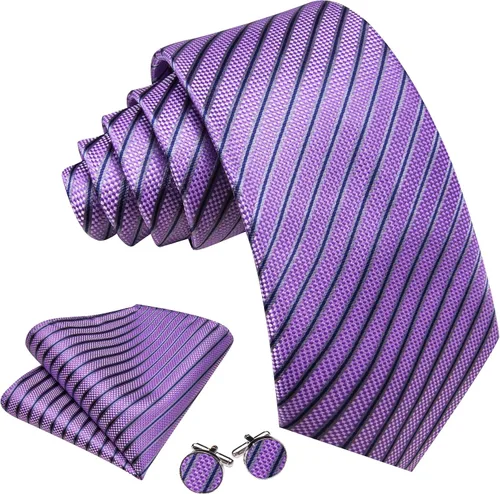 Miniatura 321 de Barry.Wang Juego de corbatas para hombre, corbata de seda a rayas, tejido a cuadros, gemelos formales, negocios, boda