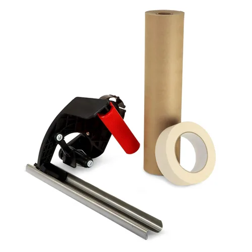 Miniatura 11 de IDL Packaging Kit de enmascaramiento - Papel de enmascarar marrón de 9 pulgadas x 60 yardas (6 rollos) y cinta blanca de 1.41 pulgadas x 60 yardas
