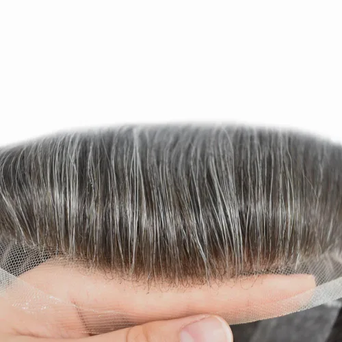 Miniatura 6 de Toupee para hombres Sistema de reemplazo de cabello humano real, postizo de encaje suizo suave para hombres, sistema de pelo tupé, protesis capilar