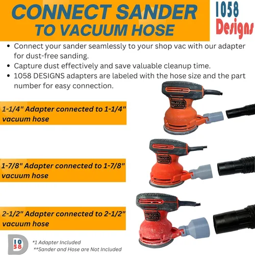 Miniatura 6 de Adaptador de manguera de vacío compatible con BLACK+DECKER lijadora de órbita aleatoria de 5 pulgadas BDERO100 BDERO600 BDERO200AEV BDEQS300
