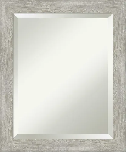 Miniatura 21 de Amanti Art Espejo de baño gris para sobre el fregadero, espejo rectangular gris rústico de corteza de 25 x 21 pulgadas, marco rústico de campo