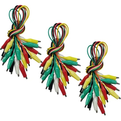 Miniatura 10 de 10 clips eléctricos de cocodrilo de alta calidad, 5 cables de prueba de colores con sondas de prueba, cables de puente de cocodrilo con clips