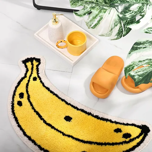 Miniatura 7 de FROZZUR Alfombra de baño de plátano, tapetes de baño para baño, bonita alfombra de bañera amarilla en forma de fruta, alfombra de baño de Navidad