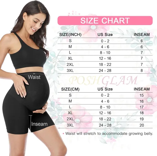 Miniatura 6 de POSHGLAM Ropa interior de maternidad sin costuras para mujer, con soporte para el vientre, cintura alta, medio-muslo, pantalones cortos