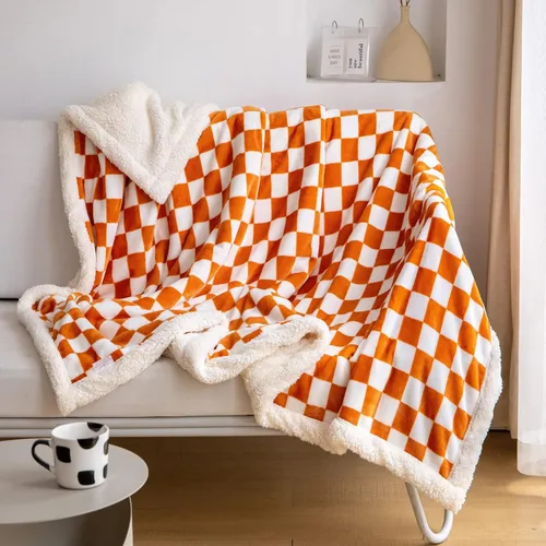 Miniatura 14 de LOMAO - Manta de sherpa de forro polar con patrón a cuadros, suave y gruesa, lujosa, cálida y acogedora para sofá, cama o sillón, para todas