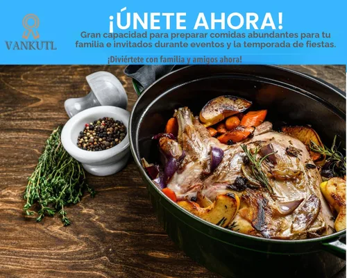 Miniatura 6 de Sartén para asar de 16 pulgadas con tapa - Cacerola ovalada cubierta - Olla para asar de acero al carbono esmaltada - Excelente distribución
