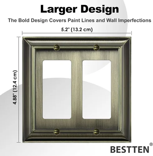 Miniatura 7 de BESTTEN - Placa de pared decorativa de metal de aleación de zinc de latón envejecido de 2 bandas, decoración de la colección Grand, cubierta