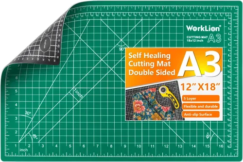 Miniatura 12 de WORKLION Alfombrilla de corte de PVC autorreparable de 12" x 18" para arte, doble cara, tabla de corte giratoria con cuadrícula para manualidades