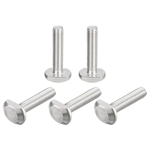 Miniatura 29 de uxcell Pernos de ranura en T, 5 unidades M5x25mm Pernos deslizantes de caída en T de acero inoxidable 304 con forma de T para pista en T