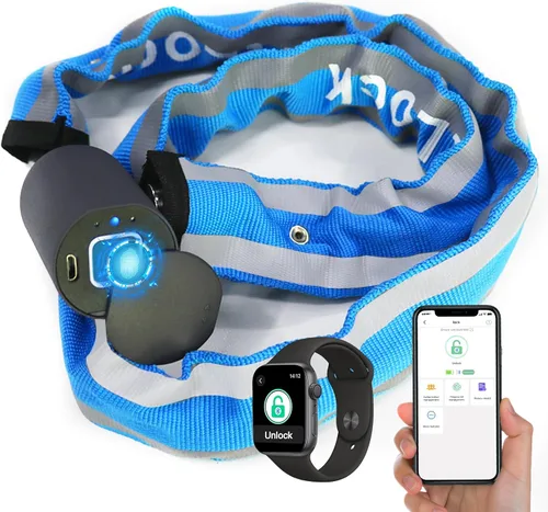 Miniatura 10 de Eseesmart Cerradura de cadena para bicicleta, cerraduras de bicicleta de huellas dactilares, antirrobo, cerraduras de seguridad de 3.28 pies