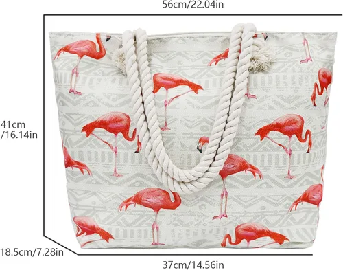 Miniatura 2 de weallbuy Bolsas de playa para mujer, impermeable, a prueba de arena, bolsa de lona con cremallera