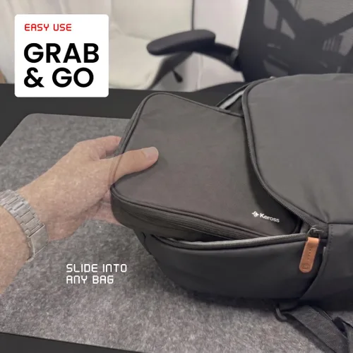 Miniatura 4 de Keross Bolsa organizadora de cables para viajes con divisores extraíbles, estuche organizador de electrónica para cargadores, cables
