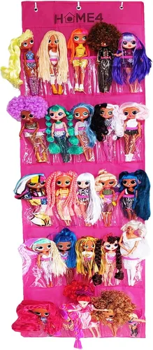 HOME4 Soporte organizador de almacenamiento para colgar sobre la puerta, 25 bolsillos, compatible con juguetes sorpresa, muñecas, Omg, Barbie Lol