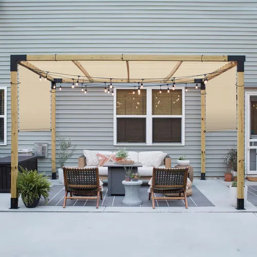 Miniatura 6 de Patio 12 x 11 pies Toldo de Pérgola de Reemplazo con Ojales y Varillas Ponderadas para Protección Solar al Aire Libre, Bloque UV para Gazebo, Patio