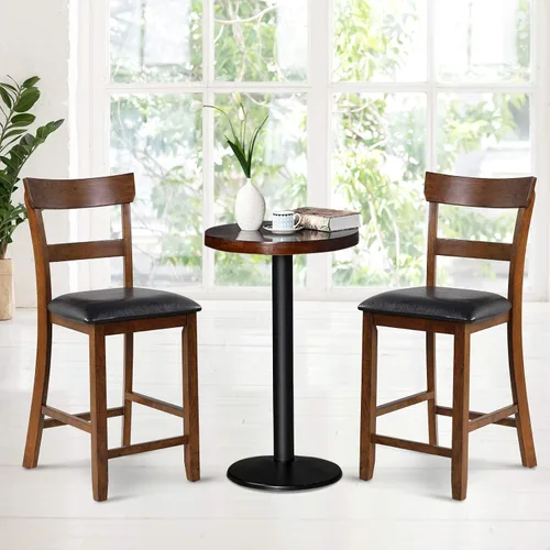 Miniatura 7 de ERGOMASTER Juego de 2 sillas de comedor, sillas de bar de granja de 25.5 pulgadas, taburetes de bar de madera de goma con respaldos, taburetes