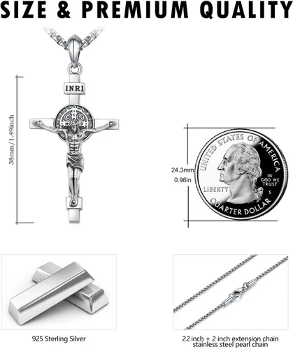 Miniatura 461 de Collar de plata de ley 925 con medalla de San Patrón, colgante de protección católica, amuleto, joyería religiosa para hombres y mujeres