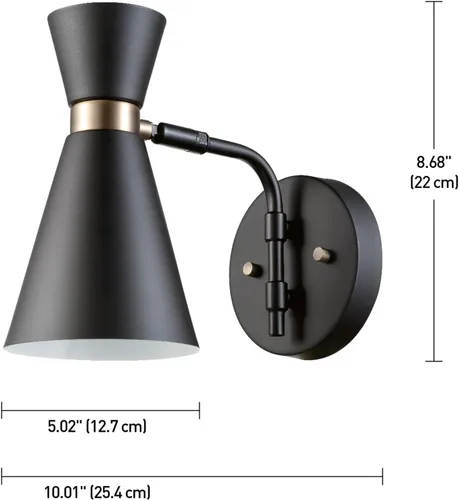 Miniatura 6 de Globe Electric 65855 Belmont - Aplique de pared con 1 luz, negro satinado, detalles dorados Belmont (negro mate)