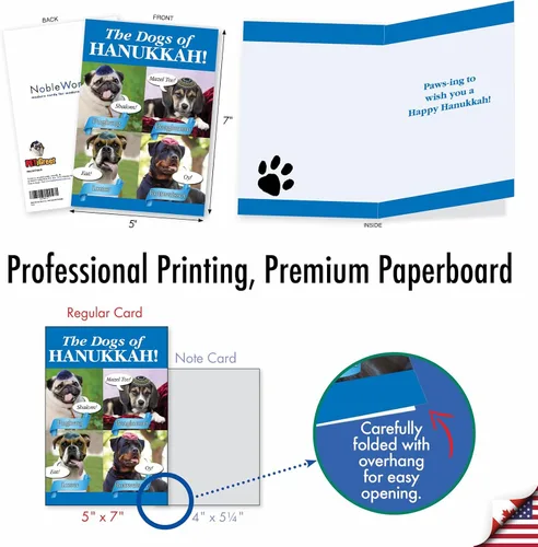 Miniatura 4 de NobleWorks - Perros de Hanukkah - 12 divertidas tarjetas de Janucá en caja - Juego a granel tarjetas navideñas judías, B2547HKG