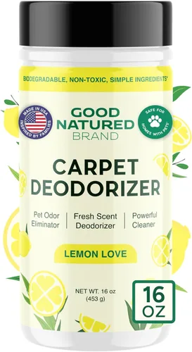Good Natured Brand | Ambientador y desodorante en polvo para alfombras | Eliminador de olores de mascotas de 16 onzas para olores fuertes y orina de