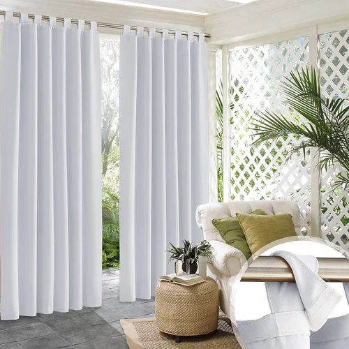 Miniatura 38 de RYB HOME Cortinas para Exteriores para Patio - 2 Paneles Cortinas para Exteriores Desmontables con Parte Superior Adhesiva Impermeables Opacas