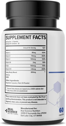 Miniatura 3 de Real Science Nutrition Ofrece Lew-X - Un suplemento nutricional formulado para el alivio del cuerpo de Lewy para apoyar la memoria y la claridad