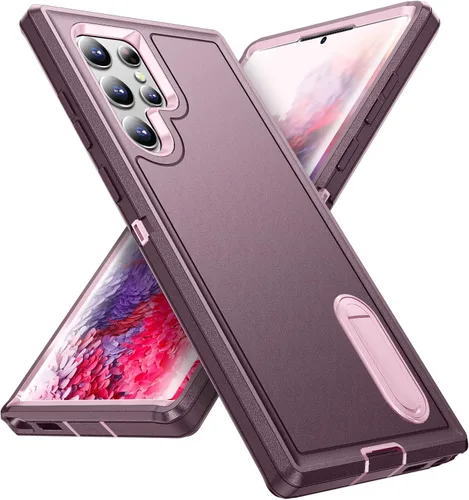 Miniatura 11 de Funda para Samsung Galaxy S22 Ultra con función atril, 3 capas de grado militar, funda protectora de silicona resistente a prueba de golpes