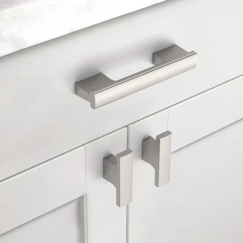 Miniatura 3 de Paquete de 12 manijas de gabinete de cocina de níquel satinado cepillado de 3 pulgadas (76 mm) con centro de agujero, tiradores de gabinete, Níquel