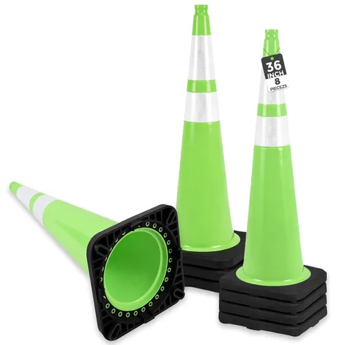 Miniatura 28 de BESEA Paquete de 4 conos de tráfico azules de 12 pulgadas con collar reflectante de 4 pulgadas, conos de seguridad de PVC resistentes con base