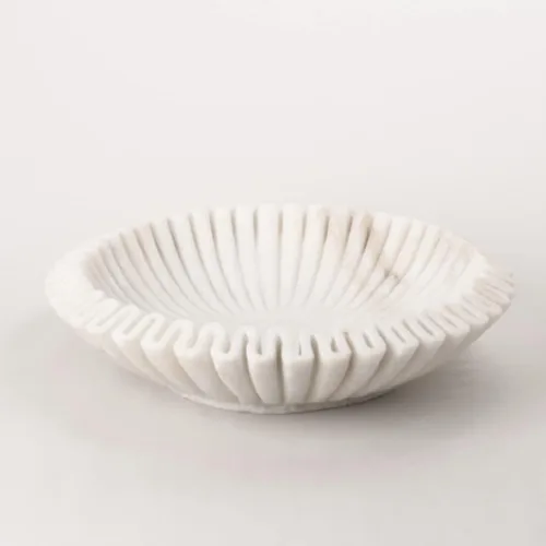 Miniatura 4 de Marble Ruffle Bowl Decorative Marble Scallop Bowl Flower Bowl Fruit Bowl Ruffled Marble Bowl Jewelry Dish Christmas Gift Decorative Bowl (9 inch)