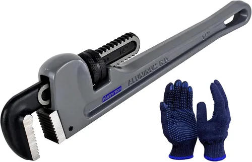 Miniatura 13 de Llave de tubo de aluminio de 48 pulgadas, capacidad de mordaza ajustable de 8"/200mm, llave de fontanería de mango recto resistente, herramienta