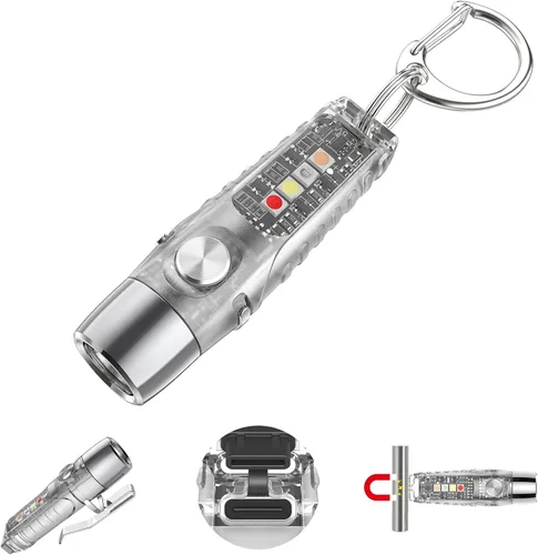 Miniatura 10 de S12PLUS-2 EDC Llavero linterna recargable, 610 lúmenes mini linterna con imán y clip, linterna de bolsillo USB C y luz lateral 6 modos