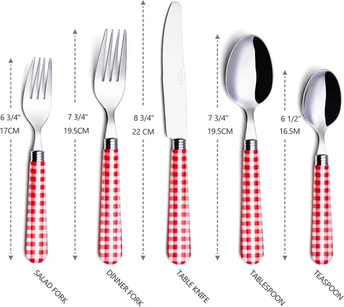 Miniatura 2 de ANNOVA Vajilla colorida de acero inoxidable para cocina, incluye cuchillos, tenedores, cucharas, tenedores de ensalada y cucharas de postre