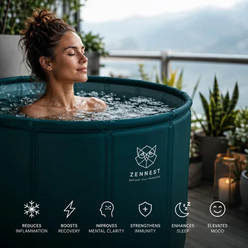 Miniatura 8 de Bañera portátil plegable para adultos – Inmersión caliente y fría 2 en 1, Bañera plegable para adultos de gran capacidad de 105 galones, Tina