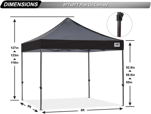 Miniatura 4 de ABCCANOPY Toldo Desplegable – Carpa/Toldo Portátil para Patio Exterior de 8 x 8 Pies, Resistente para Patio Trasero y Terraza con 4 Sacos de Arena