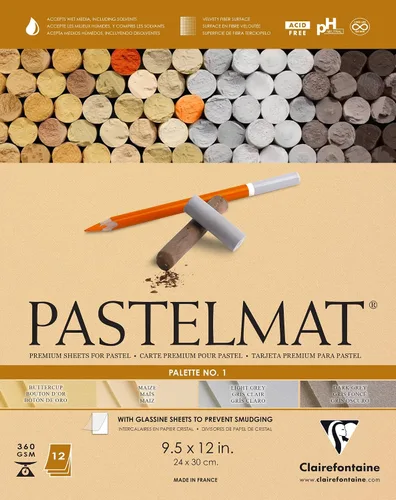 Miniatura 19 de Clairefontaine Pastelmat - Papel especial para pastel (encolado, 30 x 40 cm) - Paleta No. 5 - (12 x 15 3/4 pulgadas) - 360g - 12 hojas - Verde Verde