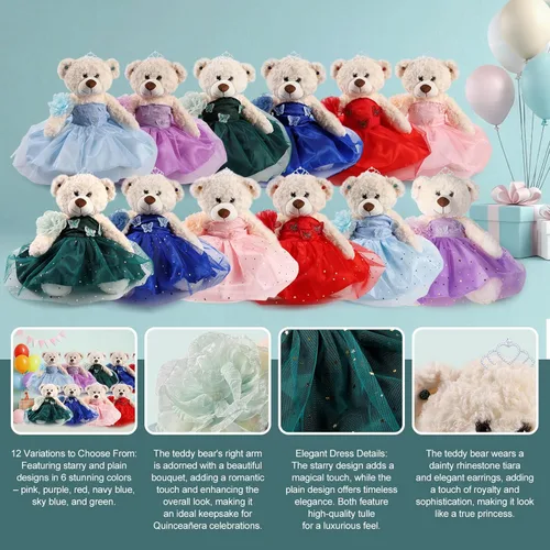 Miniatura 3 de Muñeca de quinceañera con vestido, decoración de quinceañera, regalos de decoración de quinceañera, OSO de peluche para 15 años con vestido, centro