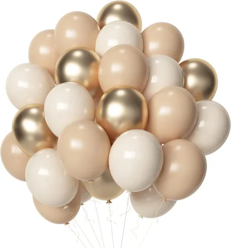 Globos de látex neutros de 12 pulgadas para fiestas del bebé, cumpleaños, boda, despedida de soltera, color rubor, dorado y beige, 50 unidades Rubor