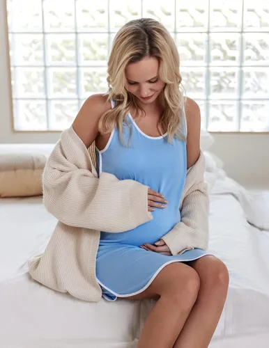 Miniatura 3 de Ekouaer - Vestido sin mangas para mujer, a rayas, de pijama, para embarazada, para amamantar