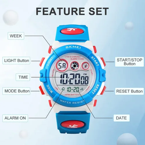 Miniatura 3 de GOLDEN HOUR Relojes para niños, reloj digital deportivo impermeable para niños y niñas, reloj de pulsera para exteriores de 1224 H, alarma EL