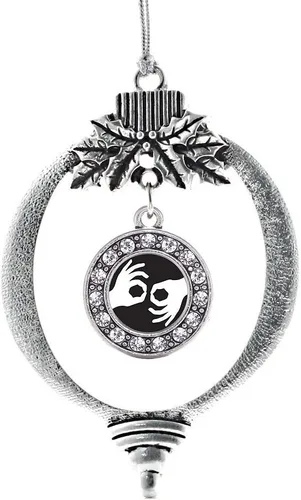 Miniatura 116 de Inspired Silver - Twin One - Adorno festivo de Navidad de plata - Adorno festivo de árbol de Navidad con dije de círculo y circonita cúbica