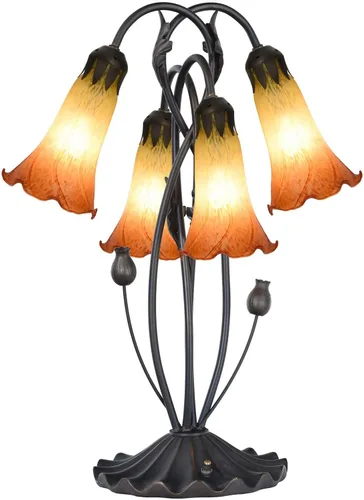 Miniatura 5 de Bieye LS11 Lampara de Soplado de Vidrio en Forma de Flor de Lirio (Amarillo Naranja, Diámetro Interior de Apertura 3,2 cm x Diámetro Exterior 3,8 cm)