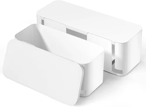 Miniatura 10 de YECAYE Paquete de 2 cajas de organización de cables, caja organizadora de cables para mascotas para el hogar y la oficina, caja protectora de cables