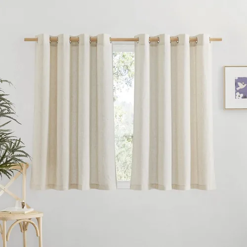 Miniatura 241 de NICETOWN Cortinas de lino natural con textura de lino para dormitorio, mezcla de lino rústica con ojales en la parte superior, semitransparentes