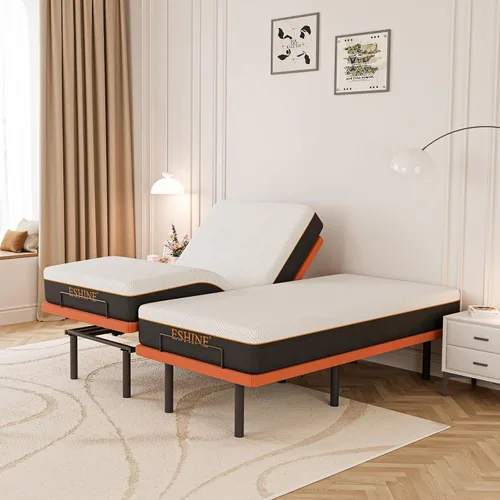 Miniatura 24 de ESHINE Base de cama ajustable Queen – Base ergonómica de cama de gravedad cero, inclinación de pie y cabeza, control por aplicación, control remoto