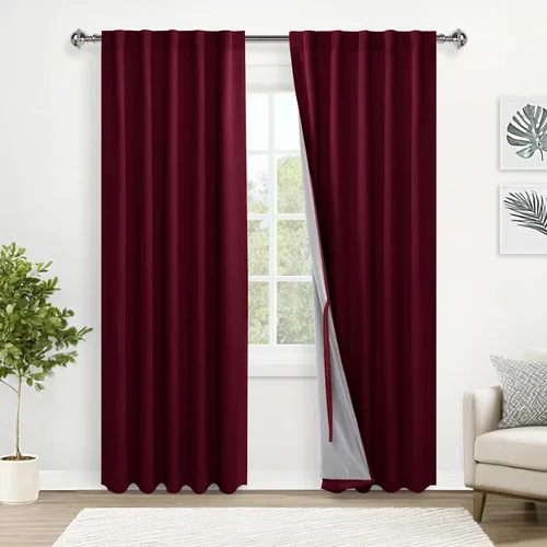 Miniatura 38 de XWZO Cortinas blancas 100% opacas con alzapaños, 2 capas gruesas completamente sombreadas con bolsillo para barra y pestaña trasera, cortinas