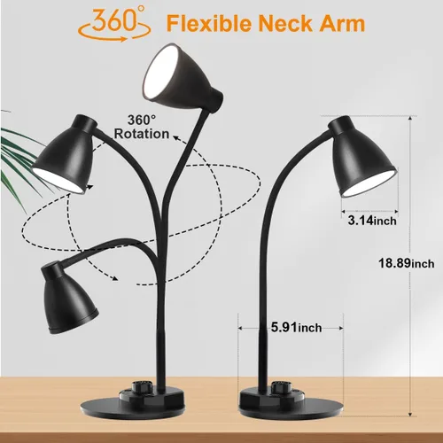 Miniatura 7 de BOHON. Lámpara de escritorio LED con puerto de carga USB, 3 modos de color, luz de lectura regulable, lámpara de tarea de inducción inteligente