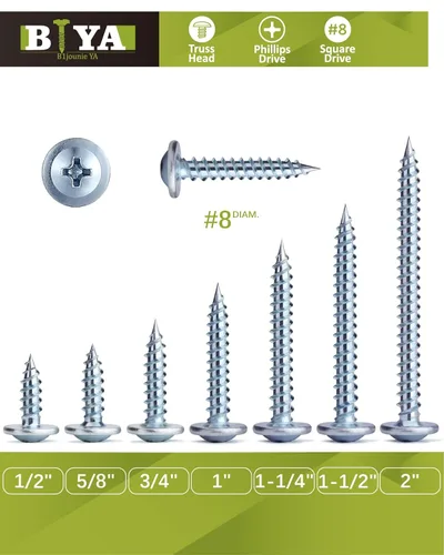 Miniatura 6 de (350 piezas) Tornillos para madera #8×5/8" de acero aleado estándar Phillips cabeza de brida autorroscantes rápidos por B1jounie YA plateado