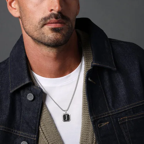 Miniatura 2 de LUXEJEW Collares con inicial para hombres y mujeres, delicado colgante de letra, collar de cadena para hombre, joyería para hombre