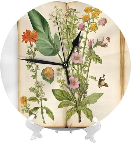 Miniatura 2 de Floral in The Old Book Round Wall Clock,10 Inch Round Easy to Read for Home Office & School Decor Clock