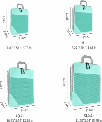 Miniatura 4 de BRAQ Juego de 6 cubos de compresión para maletas, bolsas organizadoras de viaje para equipaje, bolsas de compresión de viaje para empacar como